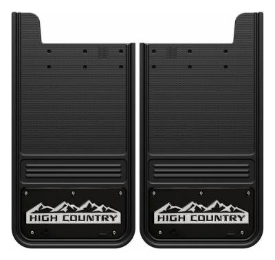 Gatorback - Gatorback GB1223HC-W 12"x23" Universal Black Mud Flaps High Country Logo