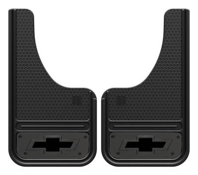 Gatorback - Gatorback Mini Cut-Style 10"x18" Mud Flaps-Gun Metal Bowtie Logo GM1018CUTBT