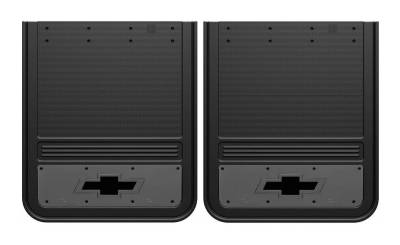 Gatorback - Gatorback 21"x24" Rear Dually Black Mud Flaps Bowtie Logo GM2124BT