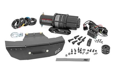 Rough Country Suspension Systems - Rough Country 93156 Front Winch Mount w/Winch Black for Polaris RZR Turbo S4