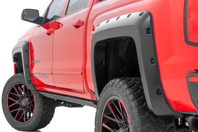 Rough Country Suspension Systems - Rough Country F-C11413A-G7C Pocket Fender Flares Red for 14-18 Silverado 1500 5.