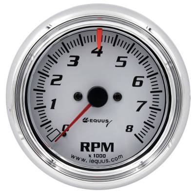 Equus - Equus E5078 Gauge Tachometer 3-3/8" 8k RPM Wht Dial 5000 Series