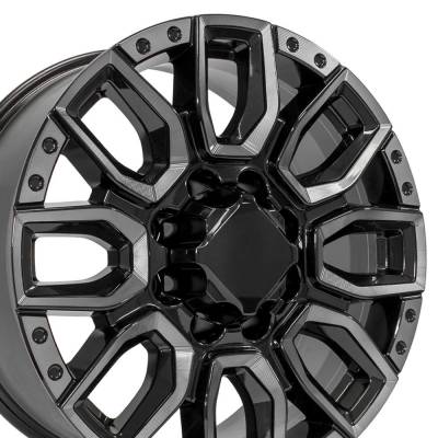 OE Wheels LLC - OE Wheels CV97A 20x8.5 8x6.5 12mm Black/Milled CV97A-20085-8650-12BMT
