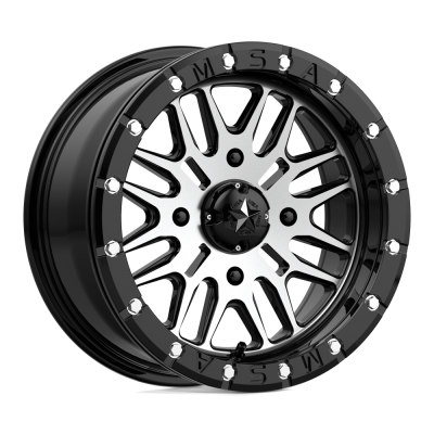 MSA Offroad Wheels - MSA Wheels M37-05756 M37 Brute Beadlock 15x7 4x156 10mm Gloss Black/Machined