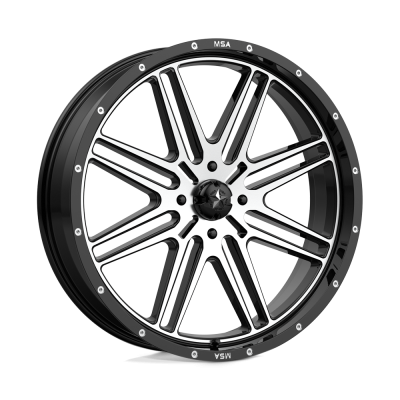 MSA Offroad Wheels - MSA Wheels M38 BRUTE 24x7 4x137 10mm Gloss Black/Machined M38-024737