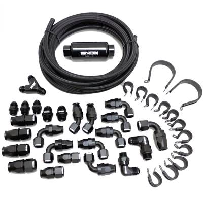 Snow Performance - Snow Performance SNF-60801B 8an Braided Stainless Fuel Line Kit Black line