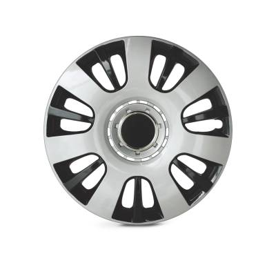 Winjet - Winjet CHB-5065-DP-15 15" Universal Wheel Cover Hubcaps 4Pc Silver/Black