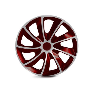 Winjet - Winjet CHB-5084-WR-14 14" Universal Wheel Cover Hubcaps 4Pc White/Red