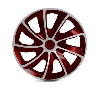 Winjet - Winjet CHB-5084-WR-17 17" Universal Wheel Cover Hubcaps 4Pc White/Red