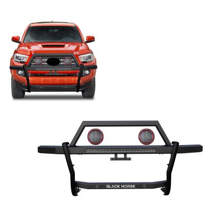 Black Horse Off Road - Black Horse RAGT01-K1PLFR Rambler Grille Guard 5.3"&30" RED LED for 05-23 Tacoma