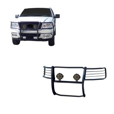 Black Horse Off Road - Black Horse 17FP28MA-PLB Black Grille Guard w/LED for 04-08 Ford F150