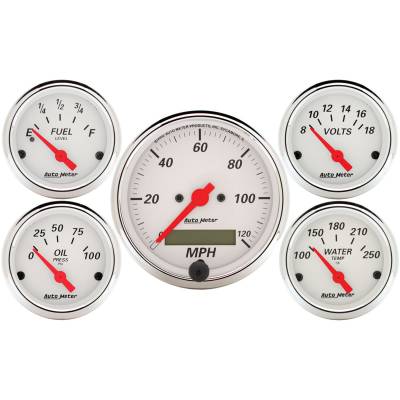 AutoMeter - AutoMeter 1302 Arctic White 5 Gauge Kit Speedo/Oil/Water/Volt/Fuel