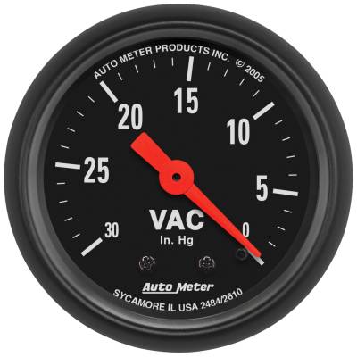 AutoMeter - AutoMeter 2610 Z-Series Vacuum Pressure Gauge 2-1/16" Full Sweep
