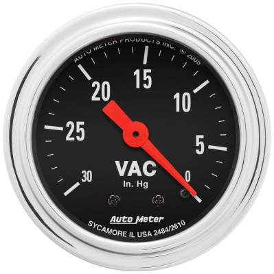 AutoMeter - AutoMeter 2484 Traditional Chrome Vacuum Pressure Gauge 0-30" HG 2-1/16"