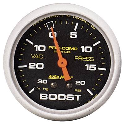 AutoMeter - AutoMeter 5401 Pro-Comp Boost Pressure Gauge 2-5/8" Full Sweep Liquid Filled