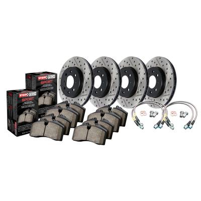 StopTech - StopTech 978.40035 Sport Axle Pack Slotted & Drilled 4 Wheel Brake w/Brake Lines