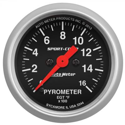 AutoMeter - AutoMeter 3344 Sport-Comp Pyrometer Gauge 0-1600°F 2-1/16" Stepper Motor