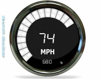 Intellitronix - Intellitronix MS9222W LED Digital Memory Speedometer 3-3/8" Chrome White