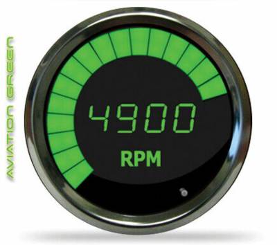 Intellitronix - Intellitronix MS9001G LED Digital/Bargraph Memory Tachometer 3-3/8" Chrome Green