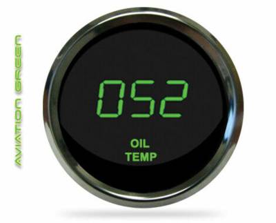 Intellitronix - Intellitronix MS9108G LED Digital Oil Temp Gauge 2-1/16" 50 To 350 Chrome Green