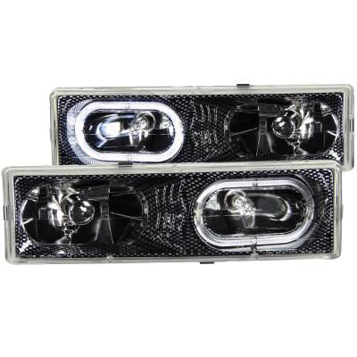 Anzo USA - Anzo USA 111005 Carbon Fiber Crystal Headlight Set w/LED Halo C/K Trucks/SUVs