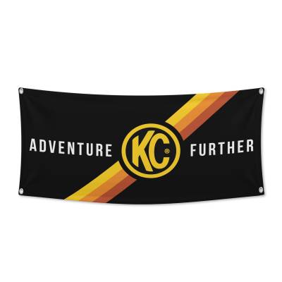 KC Hilites - KC HiLiTES 99021 Banner 36x72 Adventure Further Logo Black Yellow