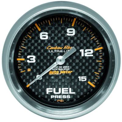 AutoMeter - AutoMeter 4811 Carbon Fiber Mechanical Fuel Pressure Gauge 0-15PSI 2-5/8"