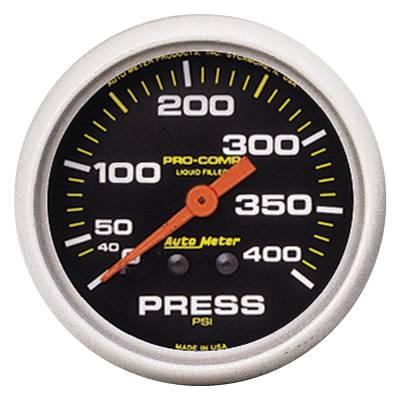 AutoMeter - AutoMeter 5424 Pro-Comp Mechanical Pressure Liquid-Filled Gauge 0-400PSI 2-5/8"
