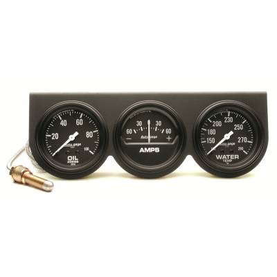 AutoMeter - AutoMeter 2394 Console Gauge Black Oil/Amp/Water 100 PSI/280°F/60A 2-5/8"