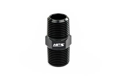 HPS Performance - HPS AN911-06 -6AN Straight Male To 1/4" NPT Male Union Adapter Alum. Black