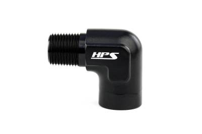 HPS Performance - HPS AN914-03 -3AN Male To 3/8" NPT Female Adapter Aluminum Black 90-DEGree