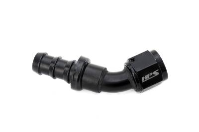 HPS Performance - HPS 150-4512 Push-on Hose End To AN -12 Female Aluminum Black 45-DEG