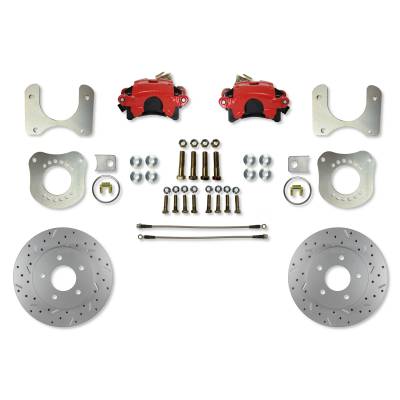 Leed Brakes - Leed Brakes RRC0014X Rear Disc Brake Kit w/Drilled Rotors & Red Calipers