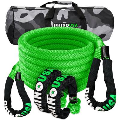 Rhino USA - Rhino USA RG-KRKIT78X30-GRN 7/8"x30' Kinetic Recovery Kit w/Soft Shackles Green