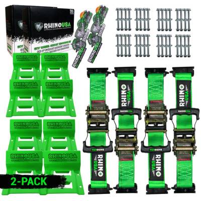 Rhino USA - Rhino USA RNO-CHOCKSET-2PK Utv Wheel Chock Tie-Down Kit 4-Wheel Kit Green