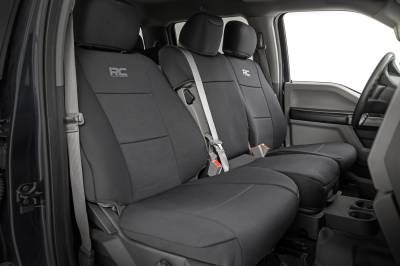 Rough Country Suspension Systems - Rough Country 91063 Front Seat Covers Black for 15-26 Ford F150/Super Duty Crew
