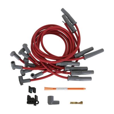 MSD - MSD Ignition 31779 Custom Red Spark Plug Wire Set for 75+ Chevy 454