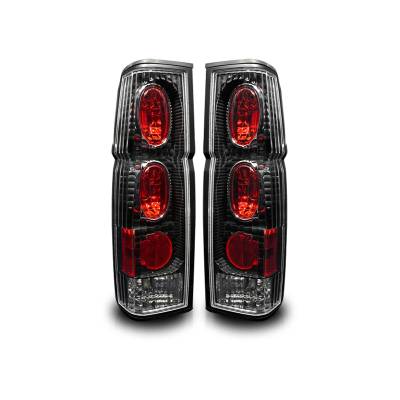 Winjet - Winjet CTWJ-0041-BC Black/Clear Taillights for 86-94 Nissan Hardbody