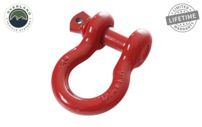 Overland Vehicle Systems - Overland Vehicle Systems 19019904 Recovery Shackle 3/4" 4.75 Ton Red