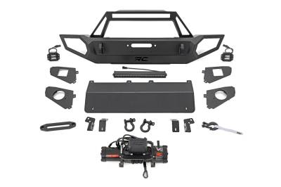 Rough Country Suspension Systems - Rough Country HD Front Winch Bumper w/Winch-Black for Jeep JK/JL/JT 10660