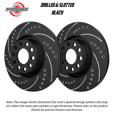 SP Performance - SP Performance F55-23-BP Black Drilled & Slotted Brake Rotors 76-86 Chevy K20