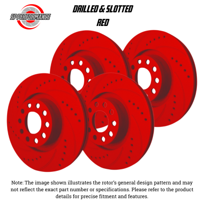 SP Performance - SP Perf KT-FRR-F-R-004880 Drill/Slotted Red Rotors 08-15 Mitsubishi Lancer Evo