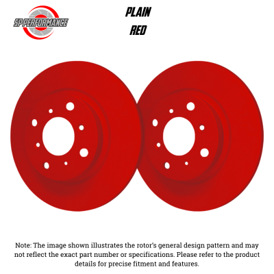 SP Performance - SP Performance P55-126-R Plain Red Zinc Front Rotors 14-16 Chevy Impala Limited