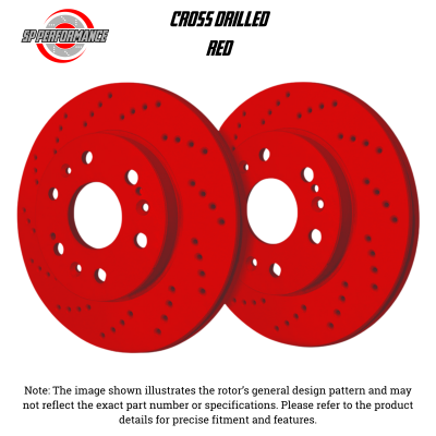SP Performance - SP Performance C06-172E-R Cross Drilled Red Zinc Front Rotors 85-88 BMW 535i