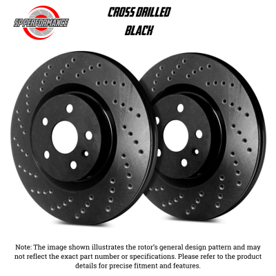 SP Performance - SP Performance C19-380-B Cross Drilled Black Zinc Rear Rotors 02-03 Honda Civic