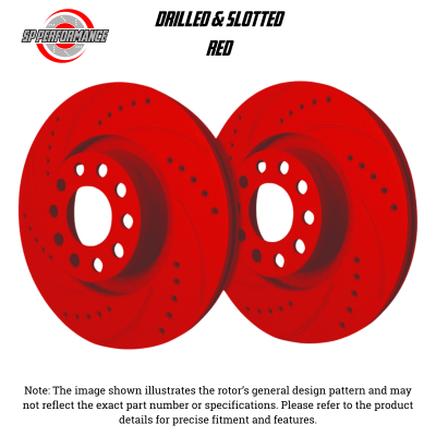 SP Performance - SP Performance F01-204-R Drilled & Slotted Red Zinc Front Rotors 00-02 Audi S4