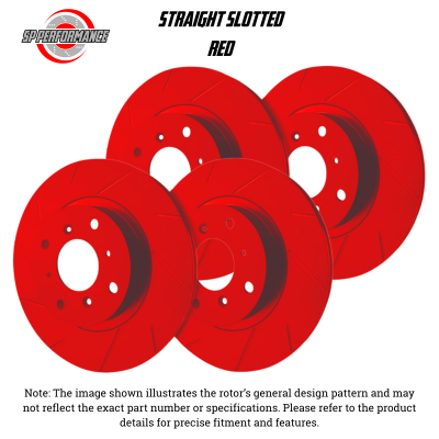 SP Performance - SP Performance KT-FRR-T-R-008580 Slotted Red Brake Rotors for 05-23 Chrysler 300