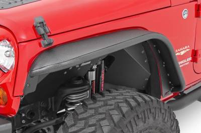Rough Country Suspension Systems - Rough Country 10531 Front Steel Tube Flat Fender Flares Black for Wrangler JK