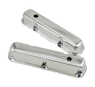 Mr Gasket - Mr Gasket 9806 Valve Cover Chrome Plated Tall Racing Style Baffled Pair