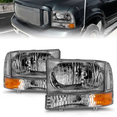 Anzo USA - Anzo USA Crystal Headlight Set w/Corners Chrome Super Duty/Excursion 111081